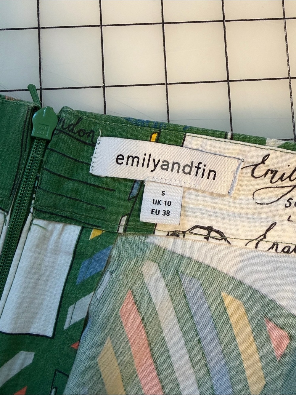 Midi Skirt with Green Postcard Print - Picture 5 of 5